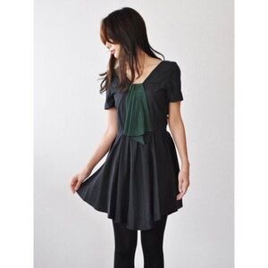 Samantha Pleet Black Dress with Green Detail